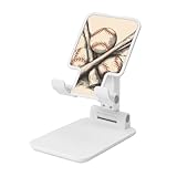 KKLWEGU Faltbarer Handyständer mit handgezeichneten Baseballschlägern und Ball für Schreibtisch, verstellbarer Winkel, verstellbare Höhe, kompatibel mit allen Telefonen