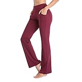Schwanger Kleidung Damen Hosen Damen Hohe Hose Taille Gerade für Yoga Hose Sport Bein Ausgestellte Leggings Yogahose Damen Jeggings 48 (Red, S)