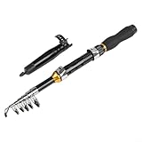 Reisefreundliche Teleskop-Mini-Angelrute mit leichter Carbon-Konstruktion und reibungslosem Übersetzungsverhältnis für effektive Schnurkontrolle und tragbare Angellösungen (1 m, Schwarz)