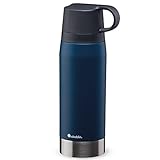 Aladdin CityPark Thermavac Twin Cup Bottle 1.1L Navy Blue – BPA FREE Stainless Steel Bottle with Built in Twin Cup - Keeps Cold or Hot for 25 Hours - Leakproof - Dishwasher Safe