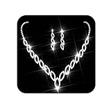 Ushiny Sparkly Braut Strass Halskette und Ohrringe Set Silber Braut Hochzeit Schmuck Sets für Frauen