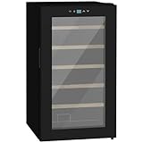 HOMCOM Weinkühlschrank, 65 L Getränkekühlschrank für 24 Flaschen, Weinklimaschrank, Flaschenkühlschrank mit Innenbeleuchtung, Touch, 5-20°C, Schwarz