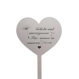 EliphonTowne Edelstahl Grabschmuck Wetterfest - Herz Form Design, um Liebe Zu Übertragen Grab Deko, Outdoor Memorial Friedhof Deko, Grabstein Dekoration Plugin - Metall Stecker