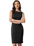 Allegra K Damen Freizeitkleider rmellos U-Boot Ausschnitt Lässig Elegant Büro Etuikleid Schwarz XL