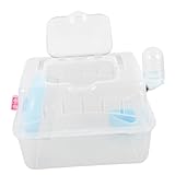 Hemobllo Transparenter Kleintierkäfig Tragbar Hamsterkäfig mit Futterstation und Wasserflasche Stabiler Transportbox für Hamster Mäuse und Kleine Tiere für Unterwegs und Zuhause