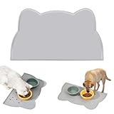 YBVZRP Napfunterlage Katzen, 1PCS rutschfeste Katze Und Hundefutter Matte (Dunkelgrau), Haustier Fütterung Matte, FutterMatte Katzen Mit Kanten fur Katzen Hunde