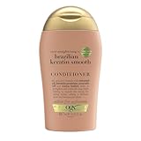 OGX Brazilian Keratin Smooth Conditioner (88 ml), glättende Haarspülung mit brasilianischem Kokosnussöl, Avocadoöl, Kakaobutter und Keratin Proteinen, sulfatfrei