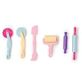 Leo & Emma Knetwerkzeug, Modellierwerkzeug 6teilig Hochwertig und Robust für Kinderknete, Magic Sand, Zubehör, Plastilin Werkzeuge, Küchenspielzeug (Pastell)