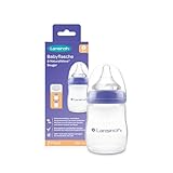 Lansinoh Babyflasche mit NaturalWave Sauger Gr. S, 160 ml - neues kompaktes Design für verbesserte Stabilität - mit stapelbarem Deckel