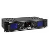 SkyTec SPL 2000MP3 PA Verstärker Endstufe 2000 Watt, mit 3-Band-Equalizer, 3 Kanal Input, Chinch, AUX, USB, SD ideal für DJ Boxen, Clubs, Bars und Gastronomie, Schwarz