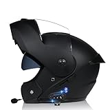 Motorradhelm Klapphelm Mit Bluetooth, Motorrad Bluetooth Modularer Helm ECE Zertifizierter, Integralhelm mit Doppelvisier, für Automatische Antwort Helm Herren Damen (21.6-24.4in)