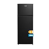 Comfee RCT284DK2A Kühl-/Gefrierkombination/Gefrierteil oben/176 kWh/Jahr/143cm Höhe/LED Licht/Reversibles Türscharnier/Schwarz