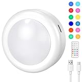 Cadrim 13 Farben RGB Schrankleuchten，LED RGB Spots Batteriebetrieben mit Fernbedienung, Kabellos Schrankleuchten mit Akku, vitrinenbeleuchtung led Touch Lampe für Schränke, Vitrinen, Beleuchtung (1)