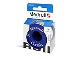 Medrull Fixierpflaster Classic 5 m x 2 cm Tapeband von Wundverbänden, Heftpflaster Weiß Rolle im Karton