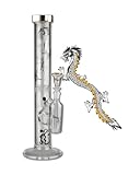 Golden Dragon Bong Eis von Black Leaf - Atemberaubendes Glas 450 mm hoch mit robustem Rundfuß für stabilen Stand Normschliff NS 19/14 (18,8 mm/14,5 mm) für maximale Flexibilität