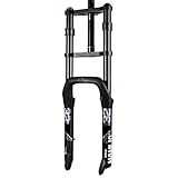 NANLIO Doppelschulter Luftfedergabel für E-Bike MTB | 20 26 x 4,0 Zoll Schneefahrrad Vorderradgabel | 135 x 9 mm Achse | 160 mm Federweg | Fahrrad Luft-Öl-Dämpfung Gabel (135x9MM 20x4.0)