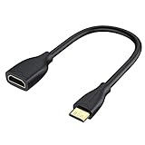 CableCreation Mini HDMI Adapter 4K60Hz, 15cm Stecker zu HDMI Buchse, Unterstützt Full HD, 3D, für Kamera, Camcorder, Laptop, Tablet, Projektor, Schwarz