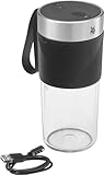 WMF Küchenminis Mix on the Go 300 ml, Mini Mixer to Go, USB Mixer Smoothie Maker, aufladbarer Personal Blender, tragbarer Mixer für Smoothies, Shakes, Cromargan