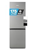 Heinrich´s Kühlgefrierkombination 175Liter, XXL, kühlschrank mit gefrierfach, Kühlvolumen 122L, Gefrierfach 53L, leise 39dB,große Tiefkühlboxen, 7 Temperaturstufen (Energieklasse E, Inox)