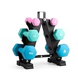 LIONSCOOL Premium Neopren Hantel-Sets mit 3 Paar oder 5 Paar mit solidem tragbaren Stahlgestell für das Fitnessstudio zu Hause (Pastellfarben, 1+3+5)