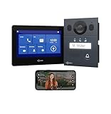 GOLIATH Basic Video Türsprechanlage, 2 Draht Bus, 7' Monitor, Aufputz Türklingel mit Kamera, Gegensprechanlage mit Türöffner und Klingel, 1 Familienhaus, Plug & Play, Smartphone App