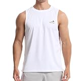 Herren Tanktop Gym Tshirt Muskel Fitness Training Laufshirt Fitness Tanks Ärmelloser T-Shirt Weiß L