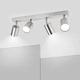 Ketom Deckenstrahler 4 Flammig - GU10 Deckenstrahler LED Mattes Nickel - Modern Deckenlampe Strahler -Deckenleuchte Schwenkbar - Ohne Leuchtmittel