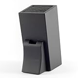 Hanseküche Messerblock - Messerhalter ohne Messer aus Holz Messerbrett beidseitig (Quadratisch Schräg Schwarz)