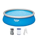 Bestway Fast Set Aufstellpool-Set mit Filterpumpe Ø 457 x 122 cm, blau, rund