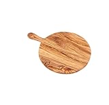 M’Zaytouna | Premium Pizzabrett,handgefertigtes Olivenholz Pizzabrett, hochwertiges Pizzabrett rund, Pizzateller, Flammkuchenbrett, rund mit griff, Schneidebrett Ø 30, Servierbrett aus Olivenholz