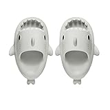 NIBESSER Hai Hausschuhe Kinder Shark Slippers Kids Sandalen Jungen Mädchen Cloud Rutschfest Slides Badeschuhe Lustig Haifisch Schlappen Sommer Strand Open Toe Sandalen Shower Shoes(Grau,35/36EU,4CM)