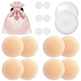 Gmumu® Ultra Dünne Damen Nippel Covers Wiederverwendbar und Selbstklebende Nippel Abdeckungen aus Silikon Aufkleber Nippelabdeckungen, 8cm (Beige, 4)