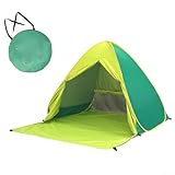 Pop-Up-Strand-Sonnenzelt für 2–3 Personen, tragbare Strandmuschel, faltbar, mit Reißverschluss und Insektennetz für Familie, Garten, Camping, Picknick (grün)