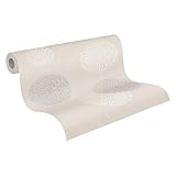 A.S. Création Vliestapete 10,05 m x 0,53 m mit abstraktem Blumendesign - Beige, Metallic - florale Tapete Made in Germany - 937912