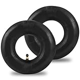 2 Stück 4.10/3.50-4 Schlauch mit Gebogenem Ventil TR-87, Rasenmäherreifen Luftschlauch aus Verdicktes Gummi, Kompatibel mit Rasenmäher, Schubkarren, Gartenanhängern, Go-Karts