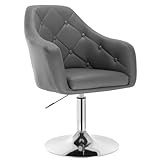 WOLTU® BH104gr 1x Barsessel Loungesessel, stufenlose Höhenverstellung, verchromter Stahl, Kunstleder, gut gepolsterte Sitzfläche mit Armlehne und Rücklehne, Grau