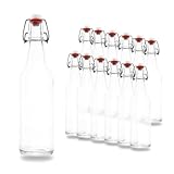 12 x Bierflaschen 500 ml weiß inkl. passenden Bügelverschluss – 12 Glasflaschen 500ml im Bundle perfekt geeignet als Einmachflaschen 500 ml, Schnapsflaschen 500ml.