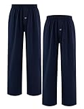 Arshiner Jungen 2er-Pack Schlafanzughose Weich Bequeme Pyjamahose Knopfleiste Lang Einfarbig Freizeithos Elastische Taille Mit 2 Taschen Schlafhose für Kinder 14-15 Jahre