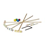 Relaxdays Krocket Spiel, 4 Spieler Kinder Erwachsene Komplettset mit Tasche Croquet Set Holz S, natur, EU