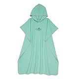 OROMYO Handtuch Poncho Erwachsene, 110x90cm Schnelltrocknend Badeponcho Strandtuch Mikrofaser für Damen Herren Badeponcho mit Kapuze Surf Handtuch Poncho Umziehhilfe zum Surfen Sauna (Minzgrün)
