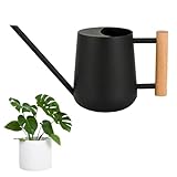 LPAMABA 1L Gießkanne Indoor Giesskanne Edelstahl Gießkanne LPAMABA Gießkanne für Pflanzen im Innen- und Außenbereich, Bonsai mit langem Ausguss und Holzgriff
