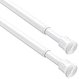 Zipglo 2 Stück Ausziehbare Gardinenstange ohne Bohren, Weiß,Länge 40 bis 70 cm, Ø13mm Teleskopstange, Für Fenster, Kleinere Schränke, Küche und Badezimmer, Klemmstange zur Anbringung von Gardinen