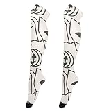 KLL Halloween weiße Geisterfledermausstrümpfe für Damen, Oberschenkelhohe Strümpfe, modisch, verrückt, extra lang, eng hohe Socken für die Arbeit, Beinstulpen im 80er-Jahre-Stil, für formelle