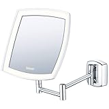 Beurer BS 89 LED Kosmetikspiegel, beleuchtet, zur Wandmontage, 5-fache Vergrößerung, Silver