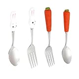 Ciieeo 4 Stück Teiliges Kinderbesteck Set für Kleinkinder Tragbares Cartoon Besteck mit Löffel und Niedliches Design für Selbstständiges für Mahlzeiten Zuhause oder Unterwegs