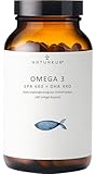 Naturkur® Omega-3 180 Fischöl Kapseln im Apothekerglas - EPA 660mg & DHA 440mg pro Portion in Triglycerid-Form - ohne unnötige Zusätze hergestellt in Unterfranken