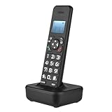 Orolotay D1102B Schnurloses Telefon mit Anrufbeantworter, Anrufer-ID/Anklopfen, 1,6 LCD-Bildschirm mit Hintergrundbeleuchtung, 3 Zeilen, Schwarz, EU-Stecker