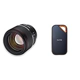 Samyang AF 85mm F1 & SanDisk Extreme PRO Portable SSD externe SSD 2 TB (externe Festplatte mit SSD Technologie 2