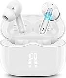 xinwld Bluetooth Kopfhörer, Kopfhörer Kabellos Bluetooth 5.4 In Ear Kopfhörer mit 4 ENC Noise Cancelling Mic, Kabellose Kopfhörer Tiefer Bass Wireless Earbuds 40Std, IP7 Wasserdicht Ohrhörer, Weiß