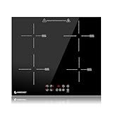 AMZCHEF Induktionskochfeld 60cm, 4 Platten Induktionskochfeld | Einbau Induktionskochplatte | Boost-Funktion | 9 Leistungsstufen | Sicherheitsschloss | Touch-Bedienung | Zeitschaltuhr | 7200W